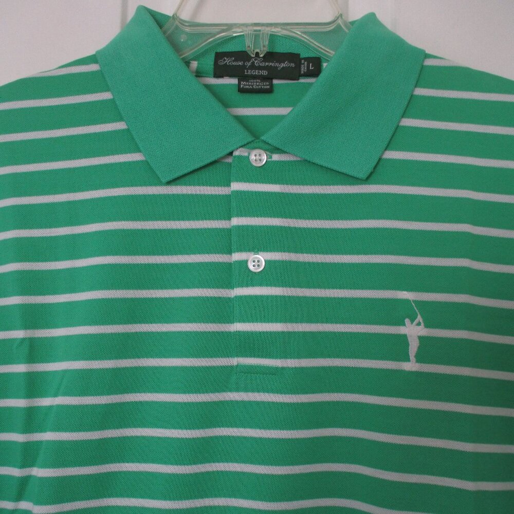 House of Carrington Legend Mens S/S Green Pima Cotton Golf Polo Shirt NWOT-Large